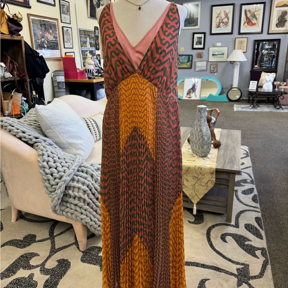 Self-Portrait Pink and Orange Patterned Maxi Dress